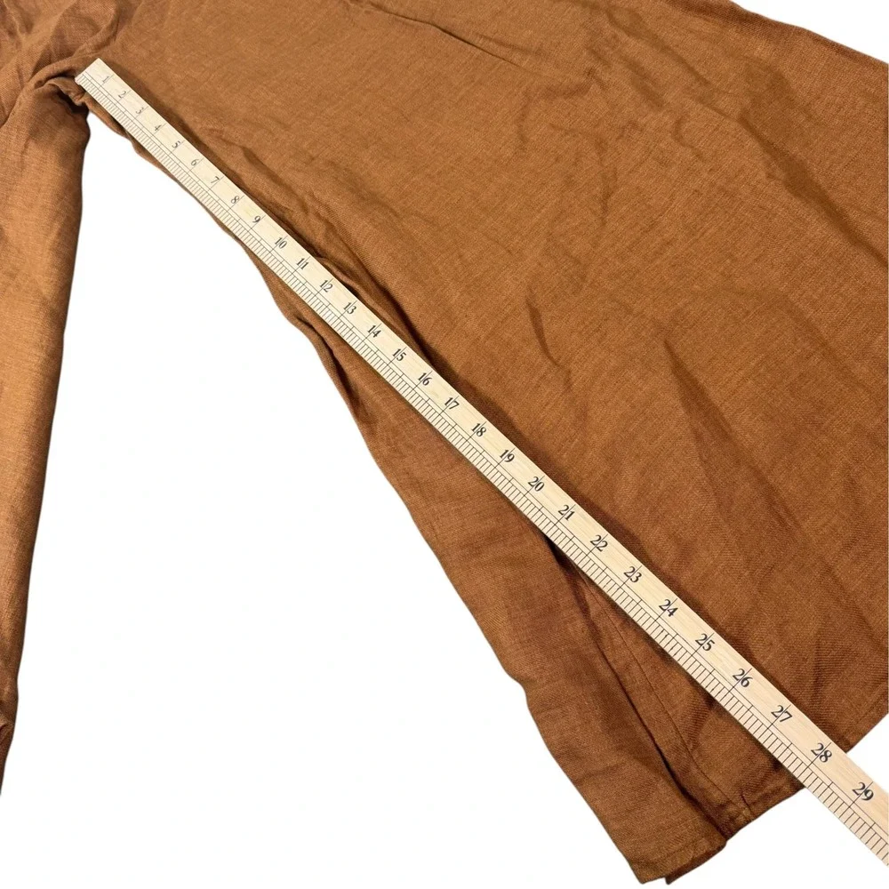 Banana Republic Womens Wide Leg Brown Linen Pleated Trouser Pants Size 00 Petite